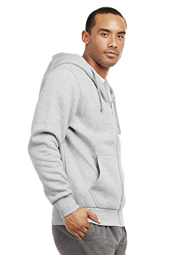 Knocker Men's Full Zip Up Heavy Fabric Cotton Blend Fleece Hoodie Sweatshirt2