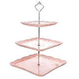 Diseño elegante: Este soporte para pasteles de la porcelana diseño con el patrónes en relieves hermosos es una selecciona brillante, elegante y lujosa, perfecto para exhibir los cupcakes, los postres, pasteles, los sweeties,las galletas, dulces, la fruta incluso nueces y cualquier otro alimiedo.