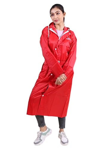 Image of Rupa Rainsuit Women Waterproof PVC Raincoat with Hood & Carry Bag | Lightweight Rainwear for Women with Front Zip | Solid Color | Standard Length | Pack of 1