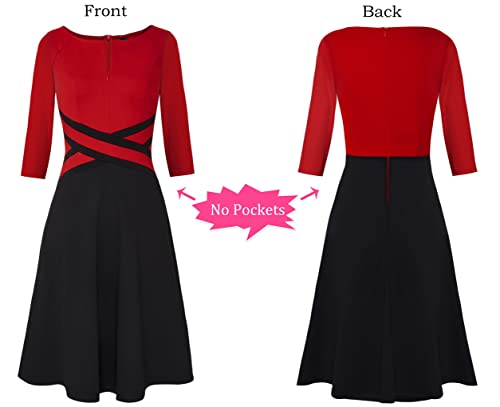 Image of VFSHOW Womens Front Zipper Work Business Casual Office Church A Line Dress