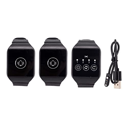 Wireless Wrist Pager, 433.92MHz Watch Caregiver Call Button System, IPX7 Waterproof Restaurant Paging System in Home Nurse Alert Pager Personal Help Alert (2 for 1)