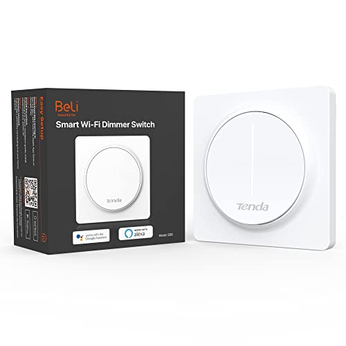 Tenda SS9 Interrupteur d'éclairage Intelligent, Interrupteur d'éclairage Wi-FI 2,4 GHz, Commande Vocale et à Distance, Compatible avec Alexa et Google Home, Nécessite un fil Neutre