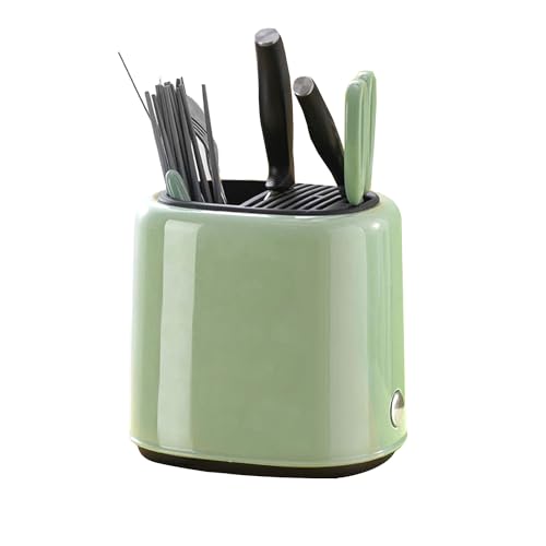 Tissting Knife Block, ABS Green Knife Block and Utensil Holder Barrel Detachable Knife Universal Kitchen Countertop Storage Stand for Spoon, Fork, Spatula