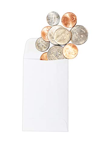 500 Guardian #1 Paper Coin Envelopes - Blank Small Envelopes For Coins, Receipts, Stamps, Small Parts Storage, & More – 2-1/4” X 3-1/2” Cash Envelopes – Gummed Flap Gift Card Holder Envelopes #TOP3