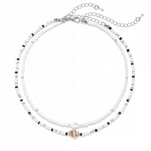 Lameybrt Cowrie shell Surfer Necklaces Beach Handmade Choker Hawaiian Summer Conch Necklace for...