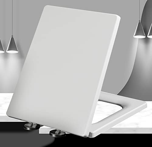 XCHSXYL Couvercle de siège de Toilette à Fermeture Douce avec dégagement Rapide, Couvercle de Toilette antibactérien de Forme carrée, Facile à Assembler pour Salle de Bain, Blanc