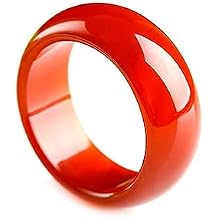 Red Jade Rings for Men Women- Natural Chinese Gemstone Jade Band Ring- Good Luck Jewelry