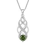 Lwsary Infinity Celtic Knot Necklace 925 Sterling Silver Irish Pendant Peridot Necklace August Birthstone Jewelry for Women