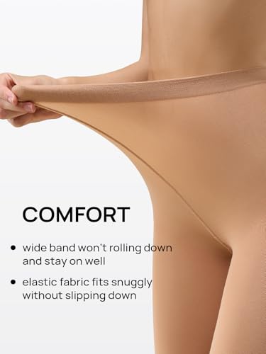 Image of MANZI Women's Solid Color Semi Opaque Footed Tights Soft Stretch Pantyhose