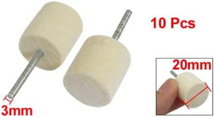 Sourcingmap 10 Pcs Buffing Polishing 3mm Shank 20mm Hard Cylindrical Felt Bobs, White, Silver Tone - Image 3