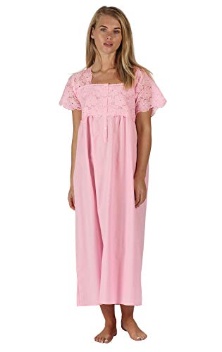 The 1 for U Elizabeth Nightgown 100% Cotton Victorian Style - Sizes XS - 3X - (XL / 1X, Pink)