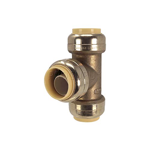 [10-Pack] PROCURU 1/2-Inch PushFit Tee, Push-to-Connect Brass Plumbing Fitting for Copper, PEX, CPVC, PE-RT Pipe (8X7012-10P) - Thumbnail 3