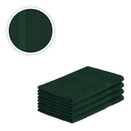 EXKLUSIV HEIMTEXTIL Gästehandtuch 4er Set 30 x 50 cm Dunkelgrün