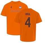 Netherlands Van Dijk 4 Soccer Inspired Jersey Style Youth Unisex T-Shirt (Orange, Youth Medium)