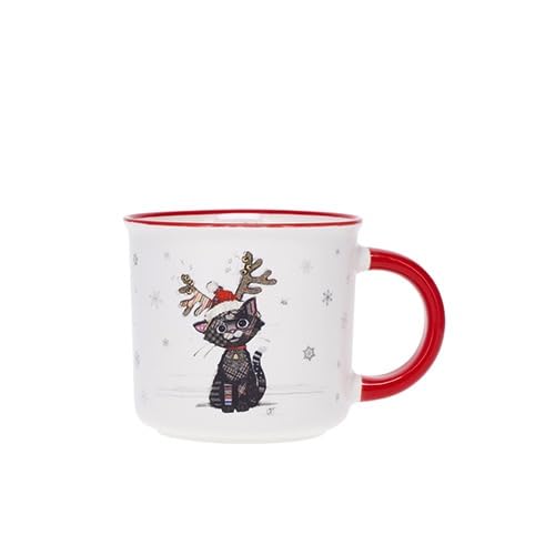 KIUB Mini tasse expresso NOEL - motif chat noir fetant Noel - porcelaine fine - contenance 125ML et...