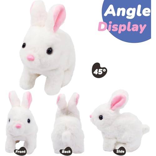 Image of Hopping Walking Bunny Toy with Sounds, Jumping Rabbit Wiggling Ears, Twitching Mouth and Nose, Educational Interactive Bunny Toy for Baby Kids (White Rabbit)