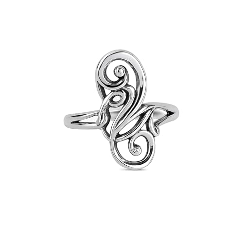 MAAJEWELS Retired James Avery Long Ornate Scroll Rings, 925 Sterling Silver, Dainty Jewelry, Handmade Rings, Vintage Ring Women, Stackable Silver Ring, Gift For Mother
