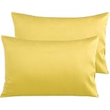NTBAY Egyptian Cotton Queen Pillowcases - Set of 2, 500 Thread Count Cotton Pillowcases - Soft and Breathable Envelope Closure Pillow Cases - 20x30 Pillow Covers for Bed, Mustard Yellow