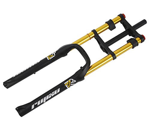 26 Inch Fat Fork Travel 170Mm 4.0" Tire Mtb Bike Air Suspension Fork 1-1/8" Double Shoulder Rebound Adjustment Disc Brake Qr Bicycle Front Fork For Snow Beach E-Bike ( Color : Gold , Size : 26*4.0 ) #TOP6