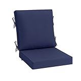 MIULEE Navy Outdoor Dining Cushion 20x20 Inch Waterproof & 3 Year Color Fastness Deep Seat and Back Cushion for Patio Furniture Chair with Ties