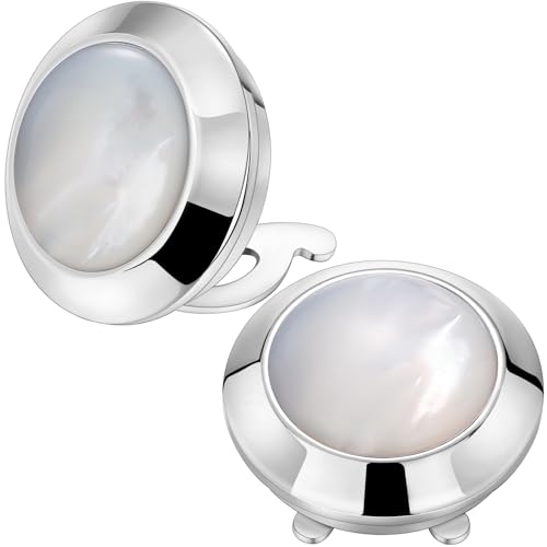 Button Covers Cufflinks for Dress Shirts and Tux Shirts, TAIGRAMA Mens Opal Stone Cufflinks Button Cover on Birthday Wedding Bussiness