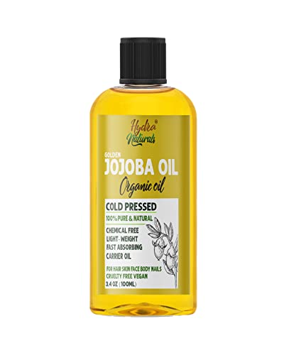 100% Pure Golden Jojoba Oil Organic Cold Pressed Unrefined Virgin Hexane Free for Face, Hair, Body, Skin Care, Cuticles, Massage Carrier Oil (Israel) (100ml)