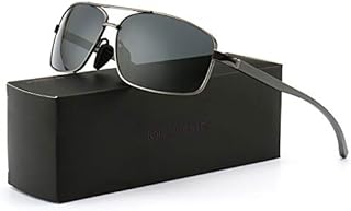 SUNGAIT Ultra Lightweight Rectangular Polarized Sunglasses UV400 Protection (Gunmetal Frame Gray Lens, 62) Metal Frame 2458 QKH
