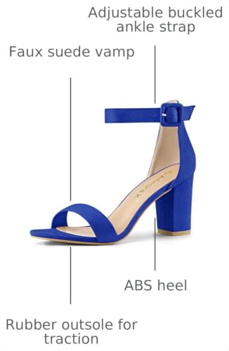 Image of Allegra K Women's Open Toe Chunky High Heel Buckle Ankle Strap Sandals | 3 3 /8 inches Heels with Faux Suede, Comfortable Block Heels Sandal for Women, Summer Dressy Shoes