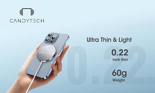 Image of Candytech 15W Wireless Charger, Fast Charging, and Type-C Port, Magnetic Cable for for iP16 /16 Plus /16 Pro /Max,15 /15 Plus /15 Pro /15 Pro Max, 4 /13 /12, Series (White)