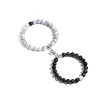 WPCSM 2 PCS Matching Heart-Shaped Magnetic Couple Bracelets, Love Bracelets for Couples, Mutual Attraction Distance Bracelets, White, Unisex