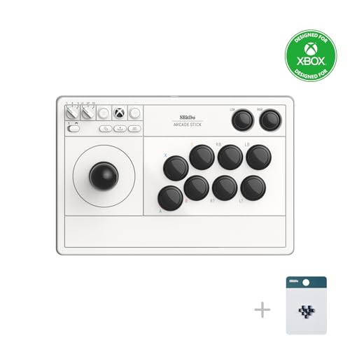 Image of 8Bitdo 2.4g Wireless Arcade Fight Stick with 3.5mm Audio Jack, Mic Mute Button & Joystick Mapping Button for Xbox Series X|S, Xbox One and Windows 10 - Officially Licensed (White)