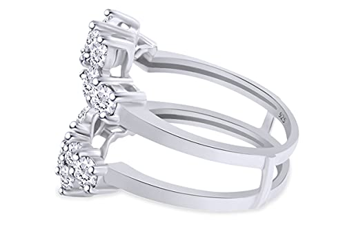 AFFY 1 Carat Round Sunburst Halo Ring Guard Enhancer in Sterling Silver with Cubic Zirconia3