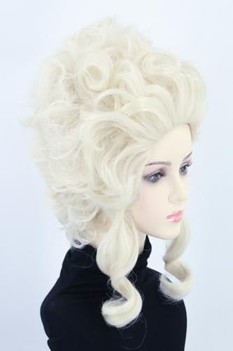 LeMarnia peruca loira branca vitoriana medieval rainha colonial peruca fantasia de halloween peruca
