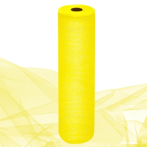 Image of IONTACH Yellow Tulle Fabric 54 Inch X 10 Yards Tulle Roll | Sheer Tulle Fabric Bolt for Tutus, Table Skirts, Wedding Backdrops, Ceiling Decor, Baby Showers & Crafts