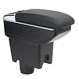 OYHCM Armlehnen für VW UP 3 5 Doors 121 122 123 (2011-2020) Mittelarmlehne Armauflage Zweilagige Armlehne Staufach Schwarz