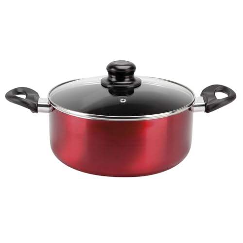 Sitram 712390 Faitout en Aluminium pressé CHERRY Ø 24 cm - Revêtement anti-adhésif - Coloris Rouge métallisé - Couvercle Vapeur en Verre inclus - Tous...