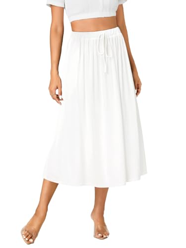 LYANER Women's Summer Elastic Waist A-Line Skirt Lightweight Beach Swing Flowy Flared Midi Skirts with Pockets4