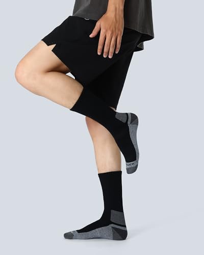 Image of WANDER Merino Wool Crew Socks 3 Pairs Lightweight Cushion Boot Sock | Breathable, Moisture-wicking, Temperature Control, Odor-control, Anti-blister, Light Hiking Running, Everyday
