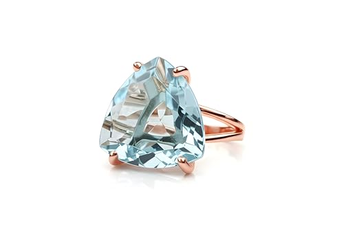 Bande Topaze Bleue lustrée or 14k et argent sterling bague faite main