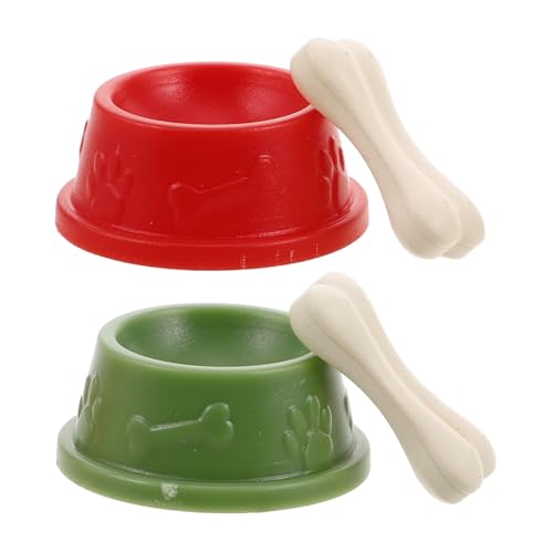 BESTonZON Accessori Per Animali Domestici in Miniatura 2 Set Di Ciotole Per Cibo Per Cani Giocattoli Decorazioni Per Case Delle Bambole Per Giochi Creativi
