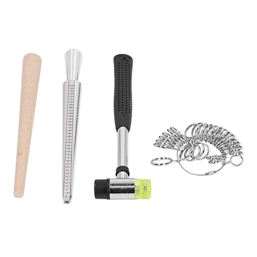 Kit medidor de anillos Oumefar con mandril de madera y martillo 2