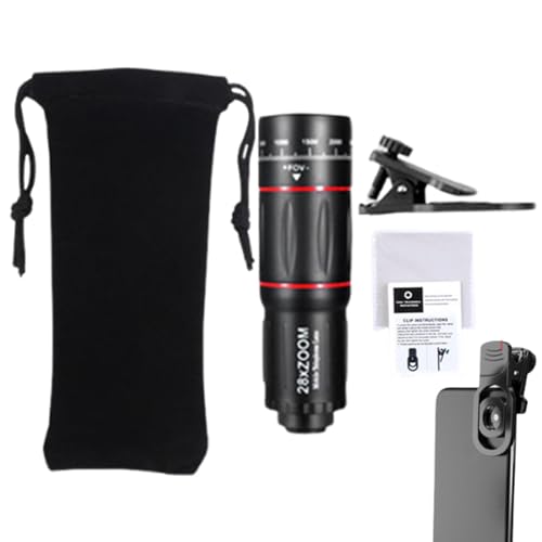 Cell Phone Telephoto Zoom Lens for Mobile Photography, 17.5x3.5x3.5cm Black ABS Material, Portable Clip-On Design for Concerts &