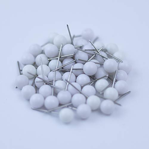 Image of Push Pin Tacks for Photo Wall, Whiteboard, Cork Board, Map, Bulletin Board, Office or Home | 5 mm Head, 11 mm Point | Designed in The USA | White, Pack of 50