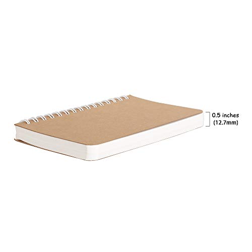 Twone Kraft Cover Lay Flat Spiral Notebooks - Two Pack - 3.5" X 5.5" - 180 Blank Pages - 90 Sheets - Easy To Carry #TOP5