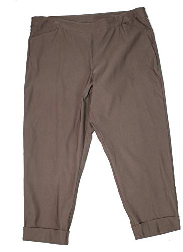 Tribal Women's Pants Plus Capri Flatten It Pull On Ankle Brown 24W