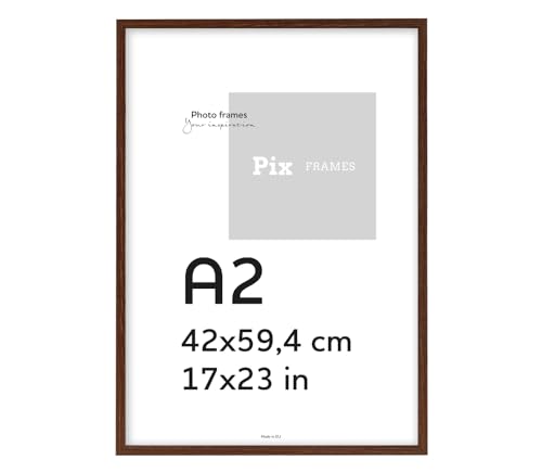 Pix FRAMES Marcos de Fotos - 42x59,4 cm (A2) - Marco Fotos de Madera - Marcos de Fotos - Elegante Marco para Colgar y Póster - Marco Moderno para Retratos - Marrón