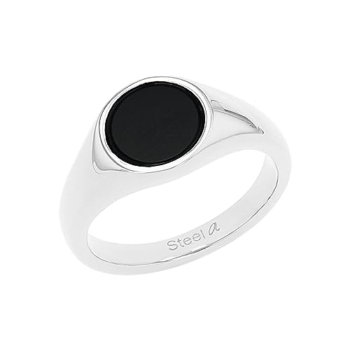 Amor 2037297 Bague en acier inoxydable Unisexe Noir Livré dans une boîte cadeau, Taille 50 (Ø 15,9 mm), Acier inoxydable, Sans pierres