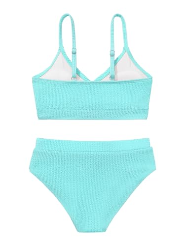 Image of Girl's 2 Piece Swimsuit Solid Spaghetti Strap Bikini Sets Beach Bathing Suit Swimwear for Teen Girls