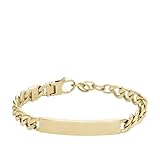 Fossil Men's Stainless Steel Gold ID Chain Bracelet, Color: Gold (Model: JF04465710)