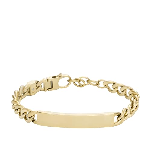 Image of Fossil Men's Plated Stainless Steel Engravable Personalized Gift ID, Chain or Cuff Bracelet for Men